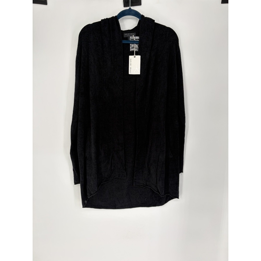 NWT Barefoot Dreams CozyChic Ultra Lite Hooded Cardi Black Cardigan M